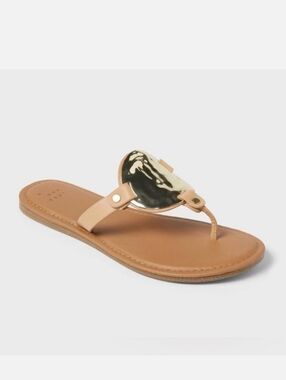 NWT A New Day Layla Thong Sandals with Gold Medallion